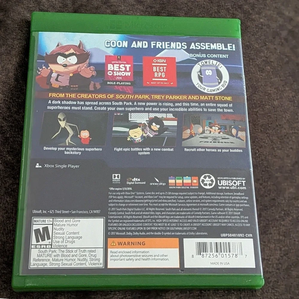 South Park The Fractured But Whole Xbox One Ubisoft RPG Video Game Physical Disc